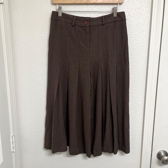 Joseph Ribkoff Brown Pleated Gaucho Pants Vintage Size 8 - Picture 2 of 12